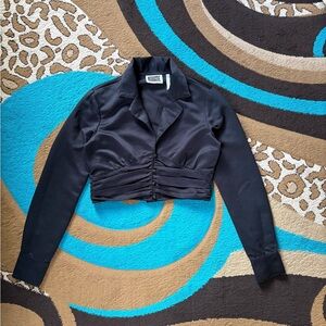 ASOS Reclaimed Vintage Black Ruched Cropped Top